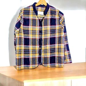 Florentine Petites Canada Sz L Plaid Button-Up Over shirt